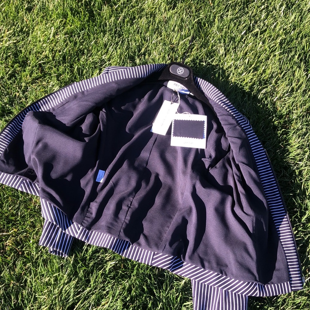 NWT Carlisle Jet Set Navy and White Pin Stripe Jacket - Picture 5 of 14